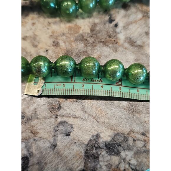 Vintage 12mm Christmas Tree Garland Larger Bead Mercury Glass Strand Green 96" - Picture 11 of 11